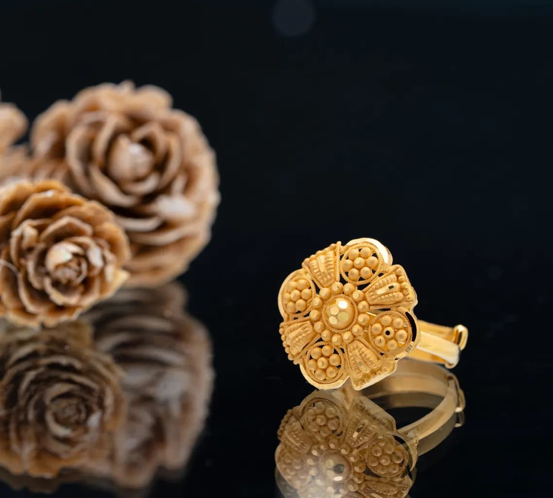 Golden Flower Ring for Women