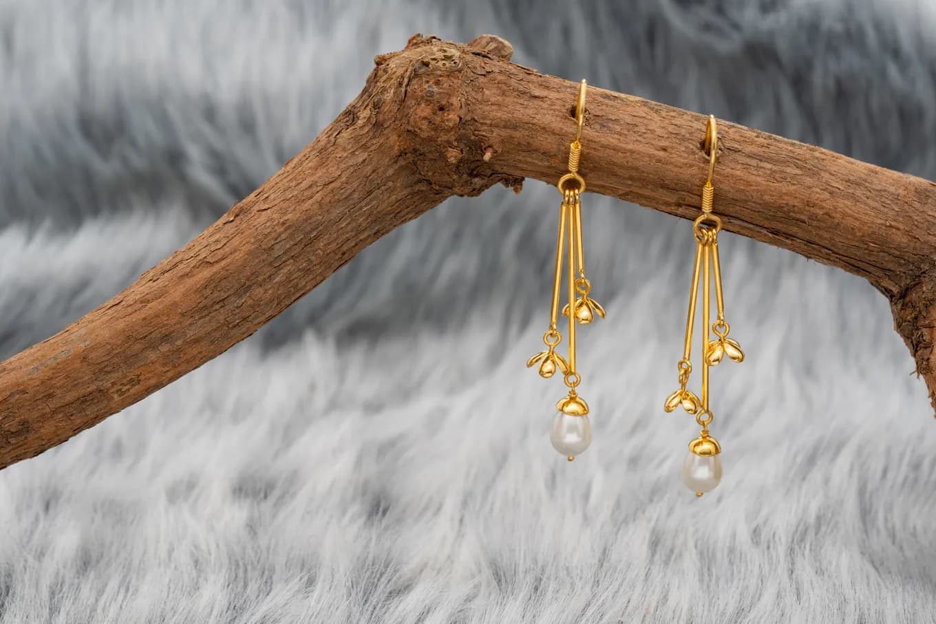 Gold Floral Droplets Earrings