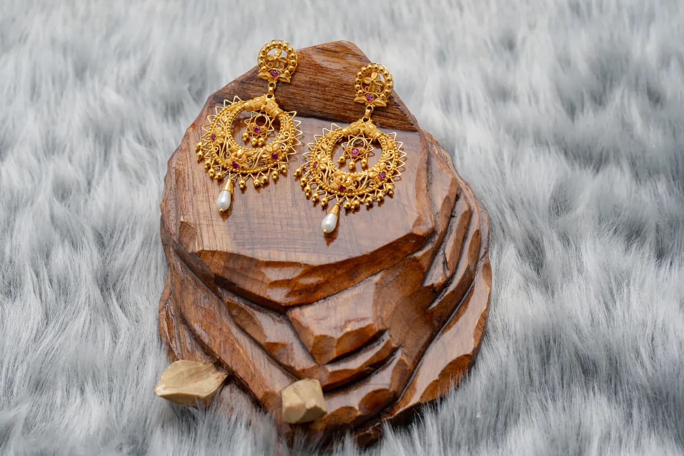 Floral Chandbalis Gold Earrings