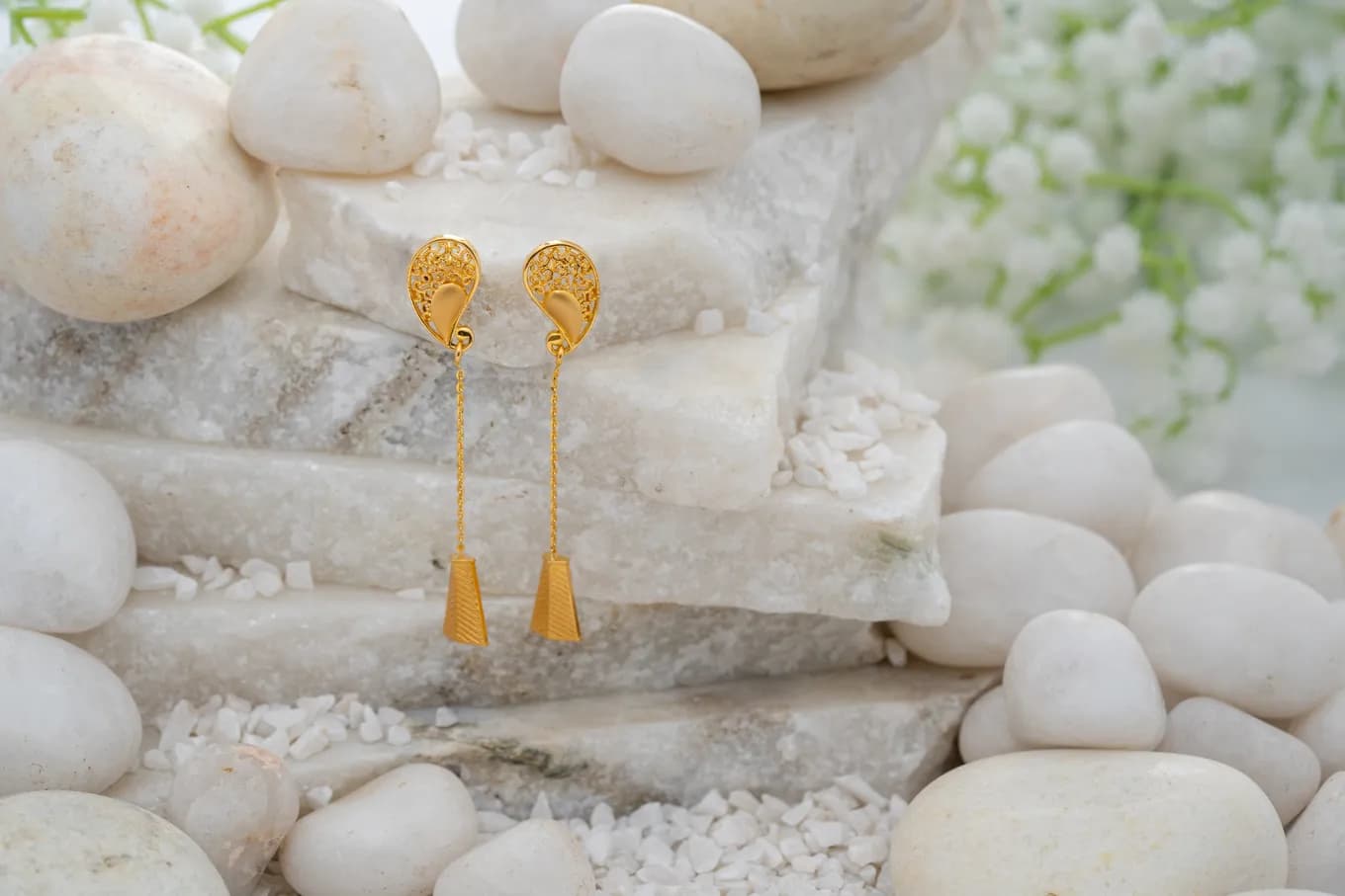 Artistic Gold Drop Earrings