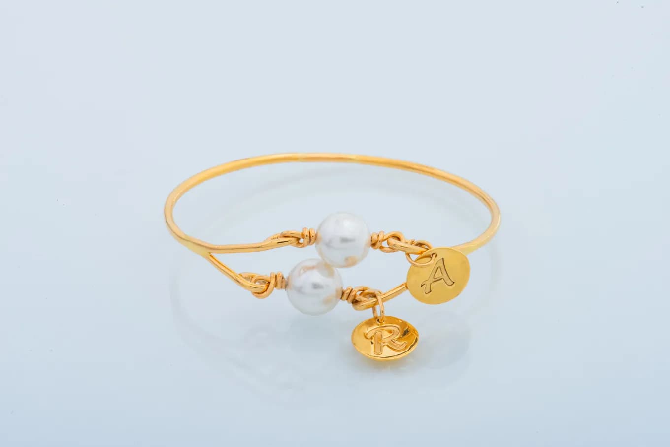 DOUBLE CHARM GOLD BANGLE