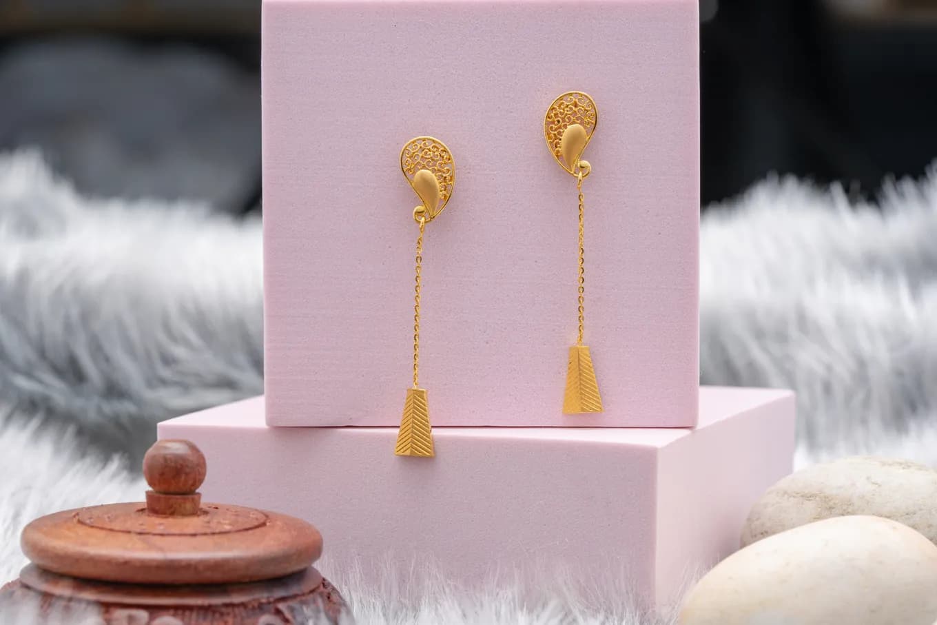 Artistic Gold Drop Earrings