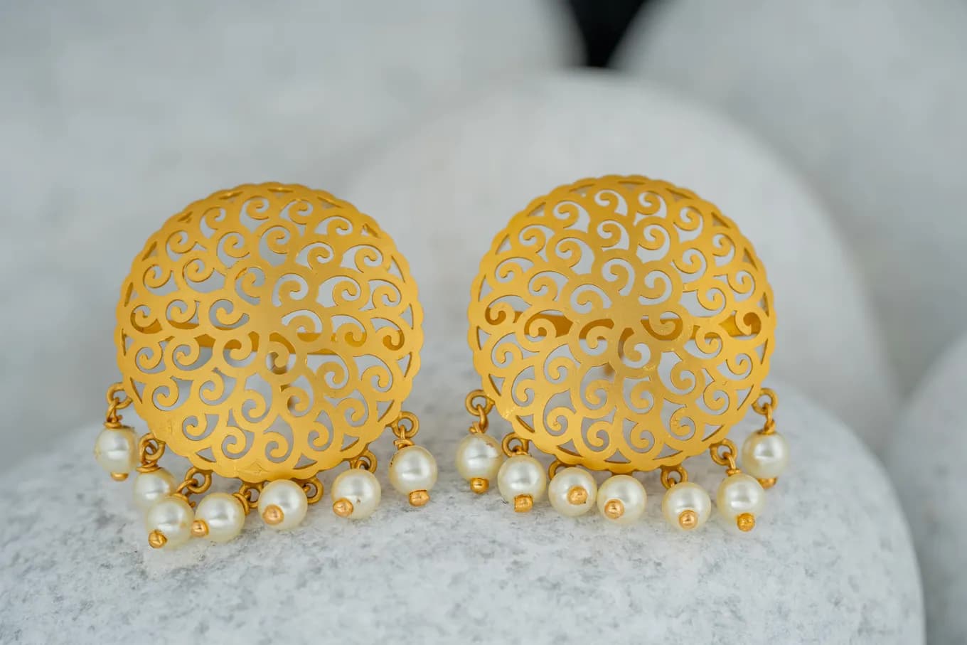 Gold Jali Work Studs