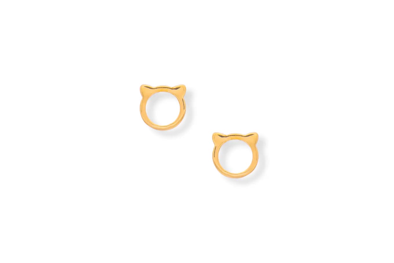 Cute Gold Cat Studs