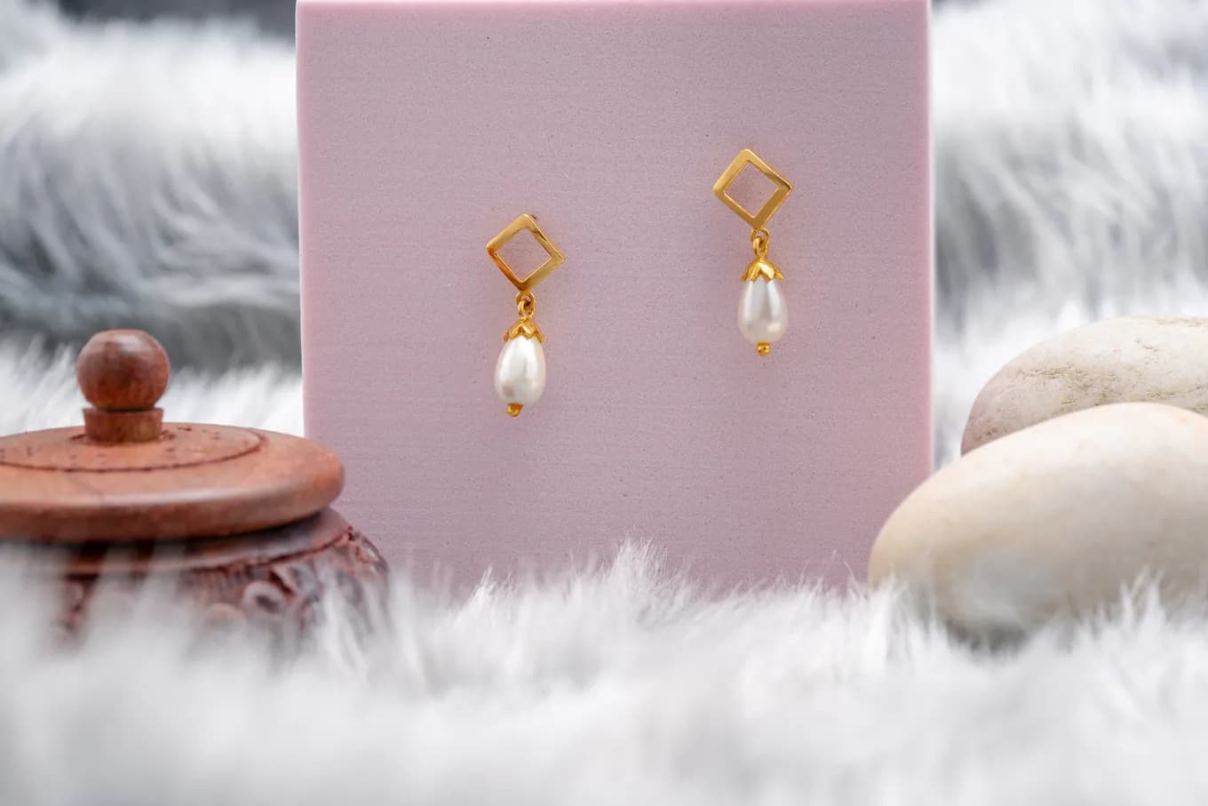 Pearl Drop Gold Earrings
