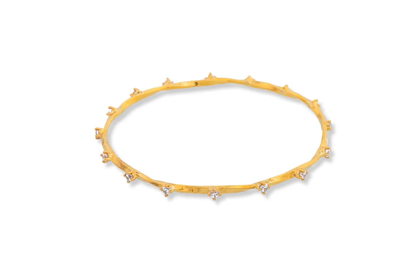 WHITE SPARKLE GOLD BANGLE
