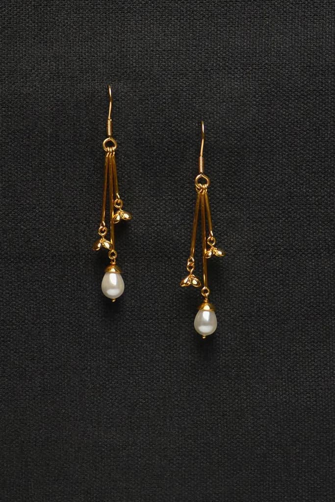 Gold Floral Droplets Earrings