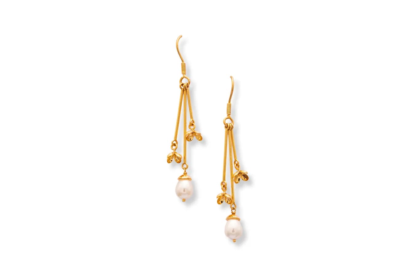 Gold Floral Droplets Earrings