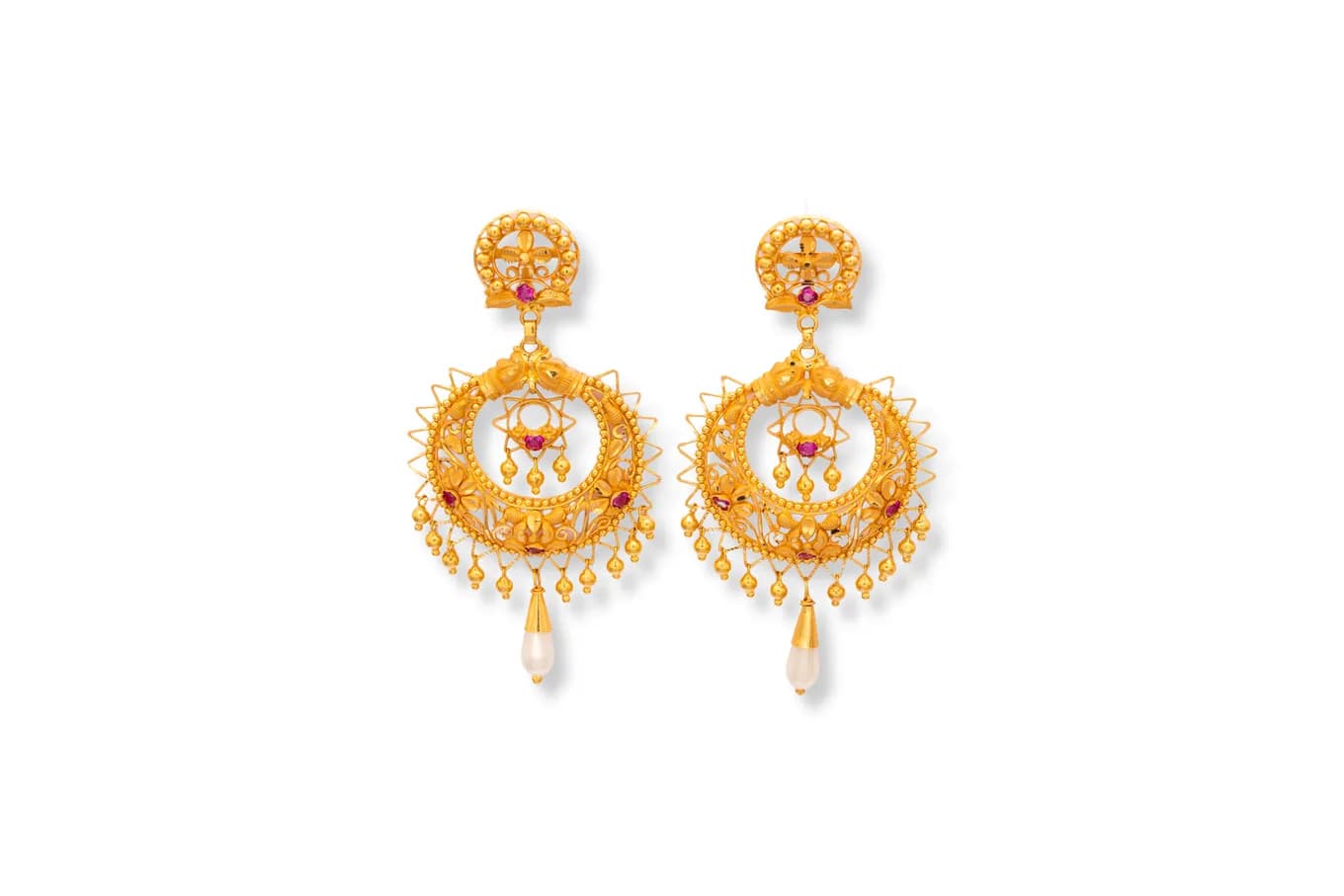Floral Chandbalis Gold Earrings