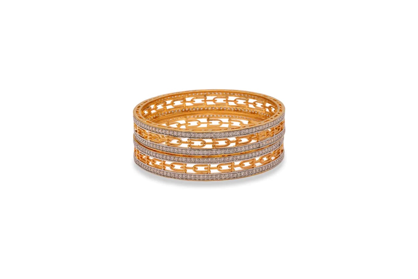 Zircon Studded Silver Bangle