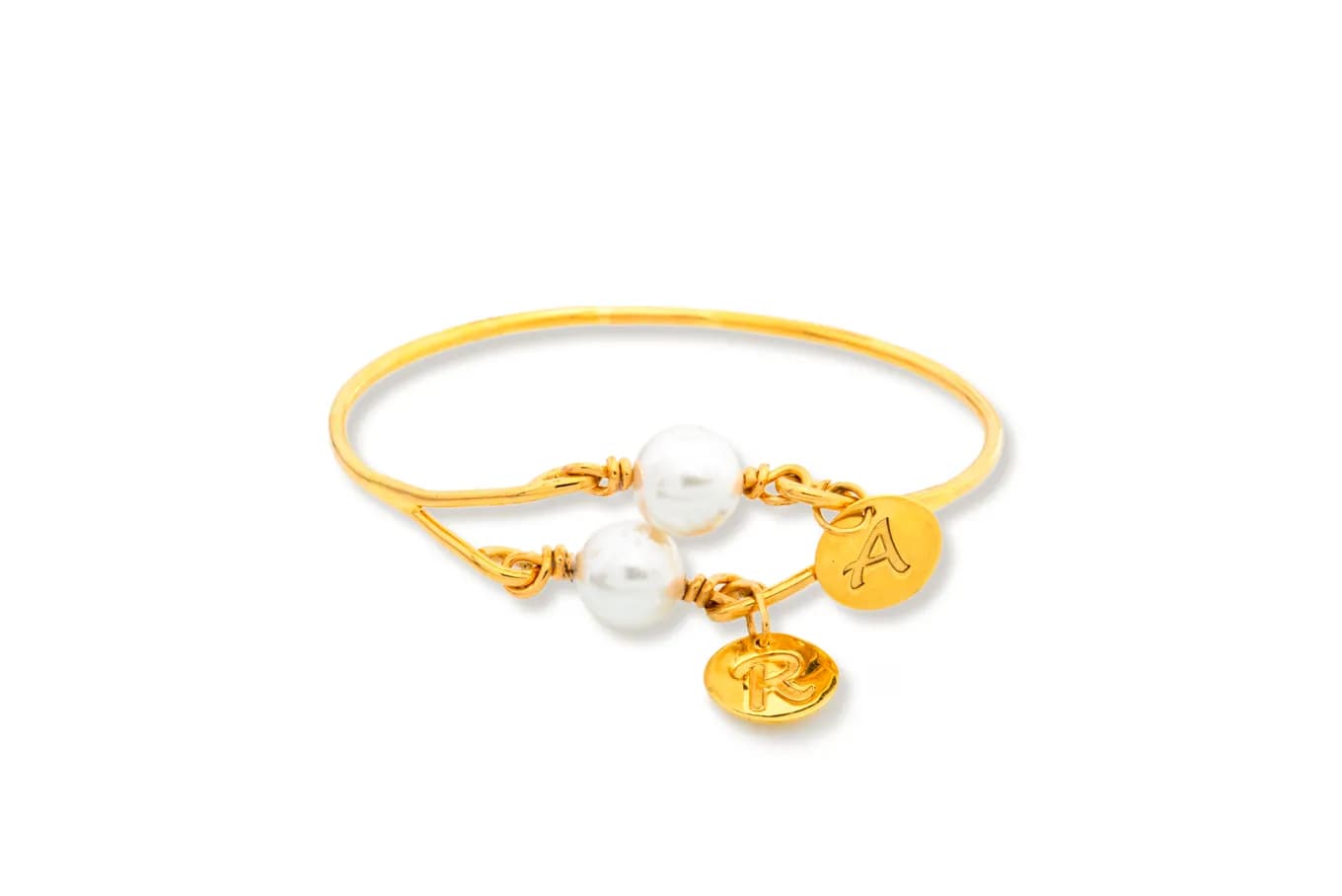 DOUBLE CHARM GOLD BANGLE