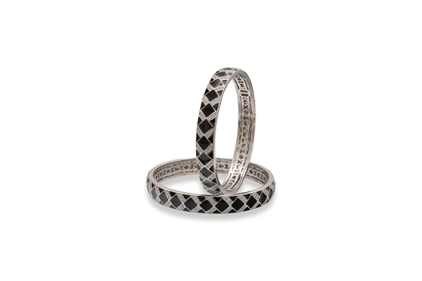 MOSAIC GLOW SILVER BANGLE (SINGLE PIECE)