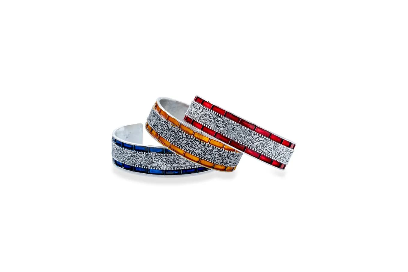 SILVER FLAME CUFF BANGLES