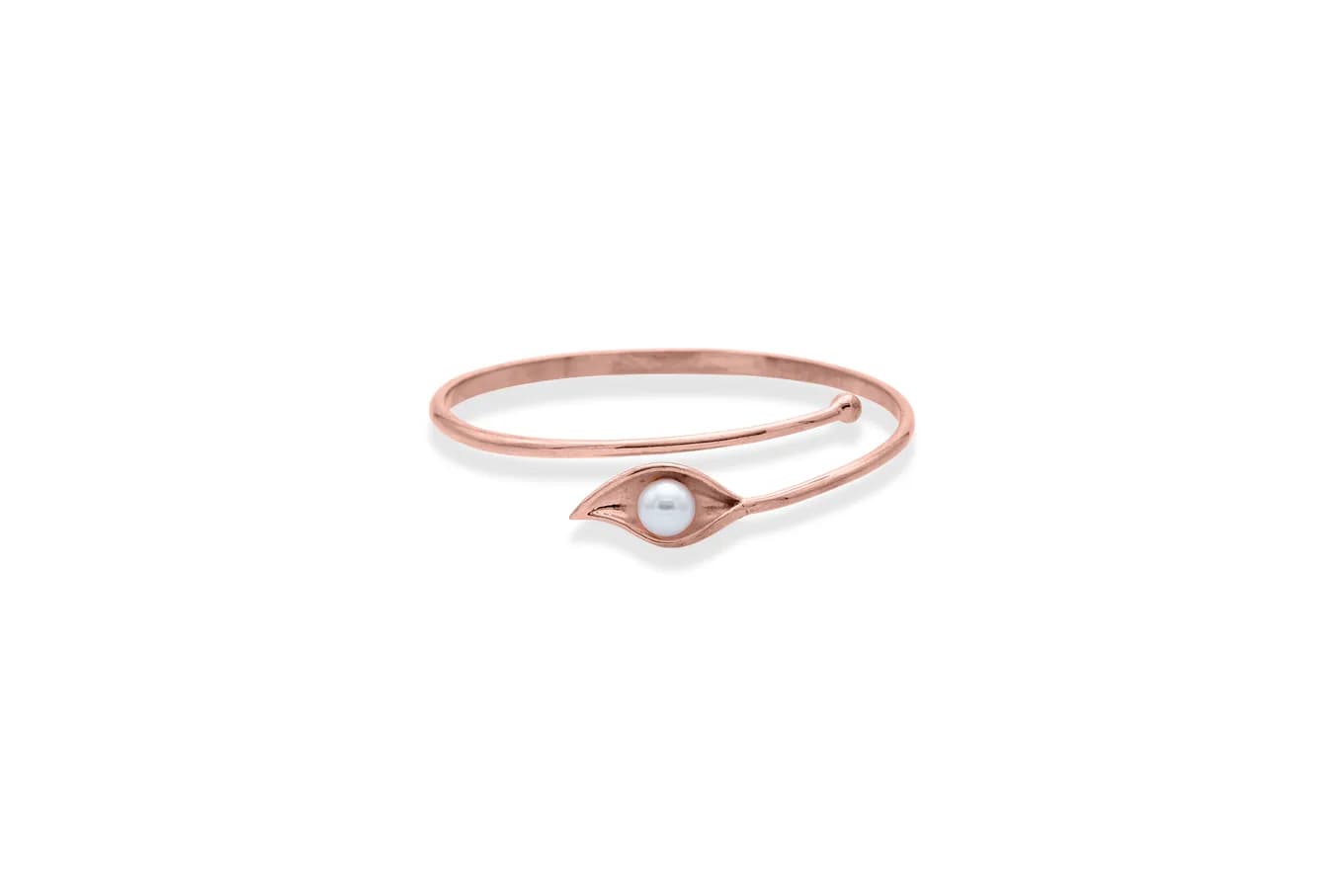 SILVER LEAFY PEARL BANGLE