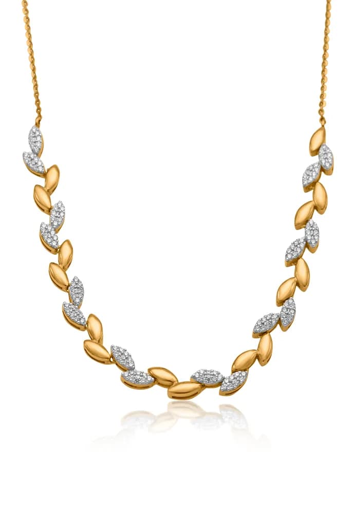 LUMINA LEAF NECKLACE(18K WITH NATURAL DIAMONDS)