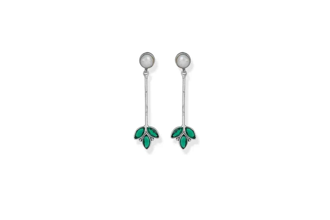 SILVER FLORA DROP EARRINGS