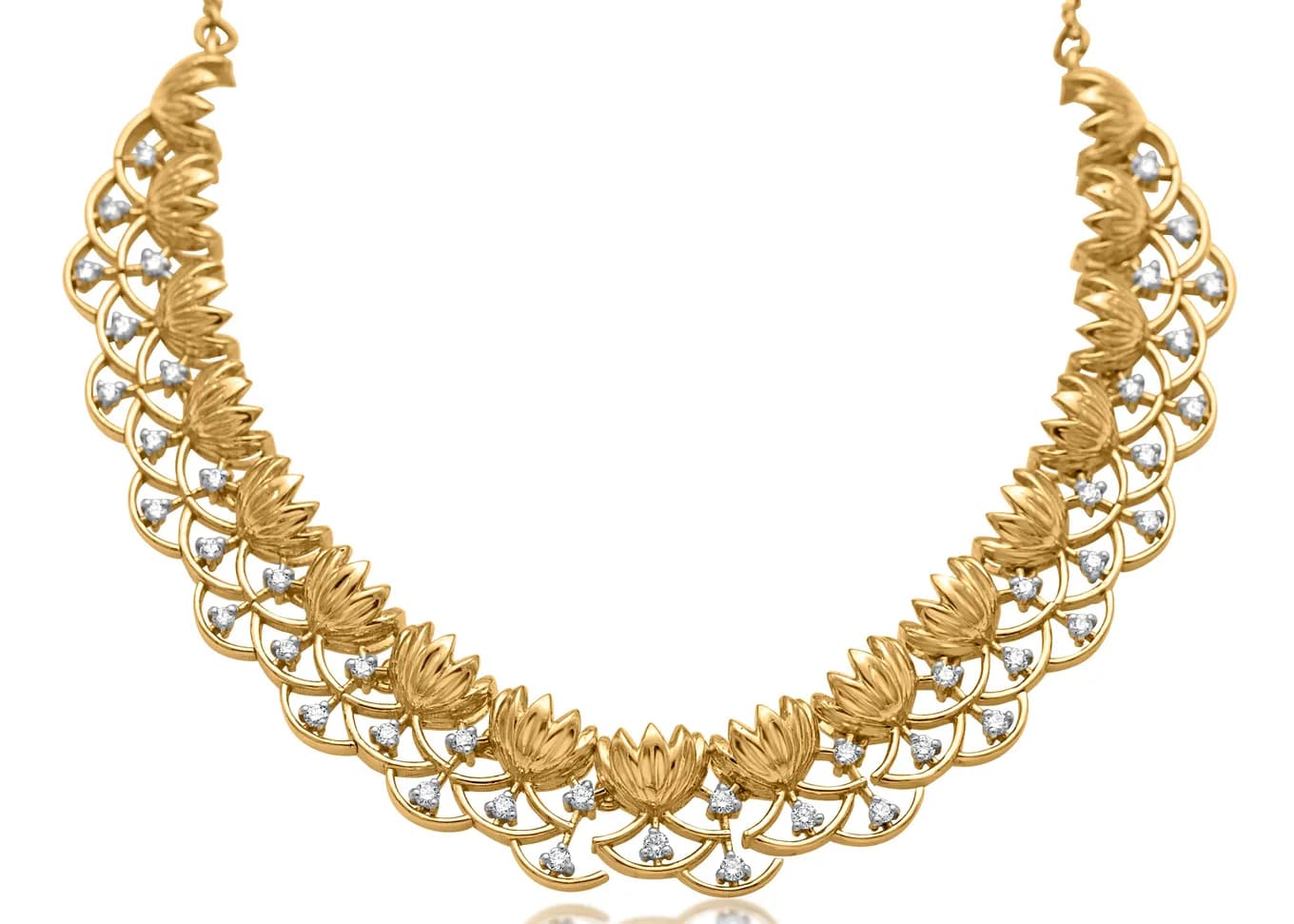 LOTUS BLOOM NECKLACE(18K WITH NATURAL DIAMONDS)