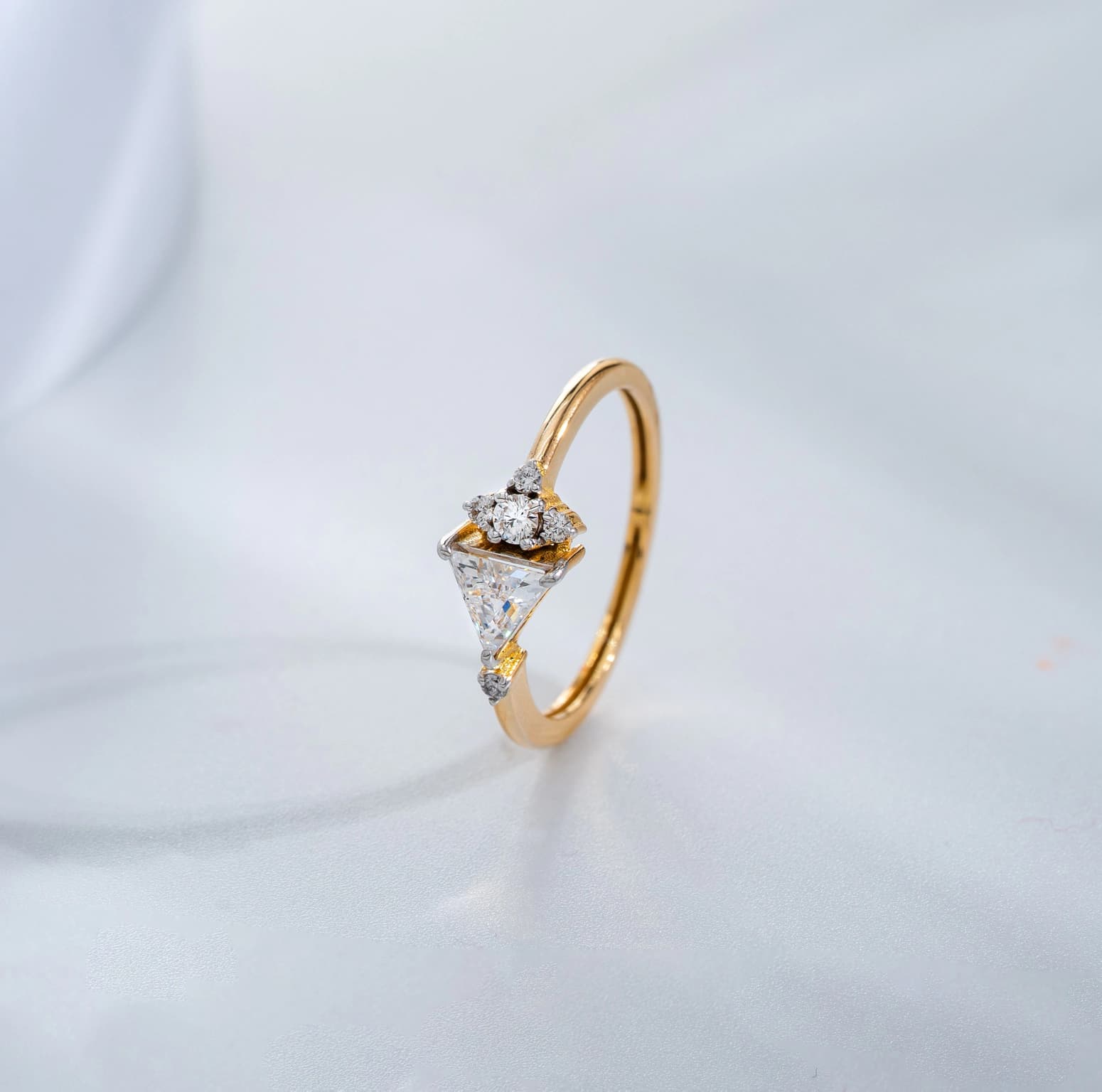 TIMELESS TRIANGLE DIAMOND RING (14K WITH NATURAL DIAMONDS)