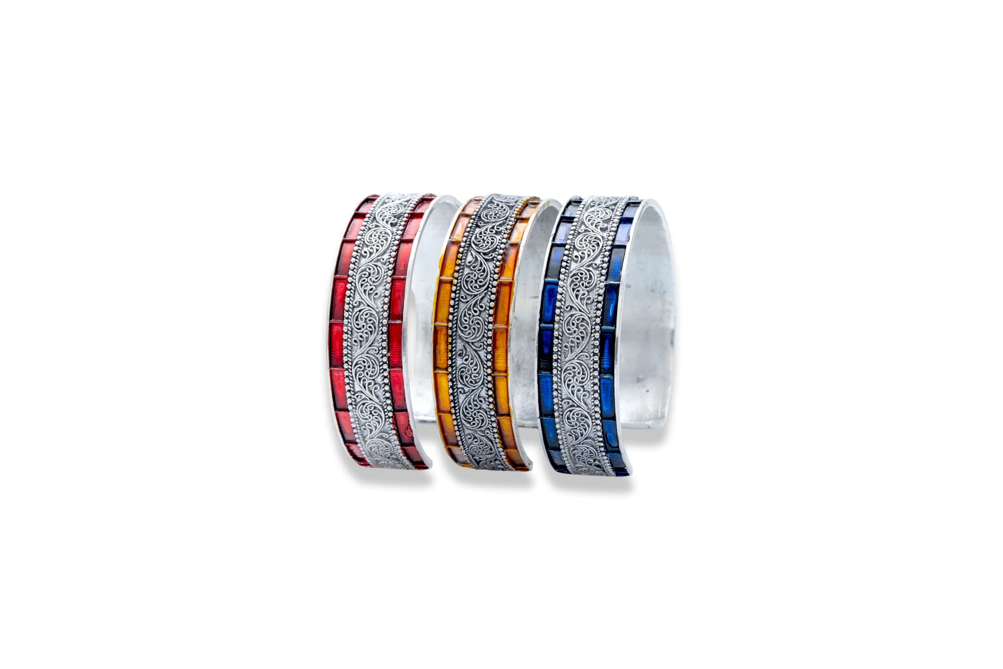 SILVER FLAME CUFF BANGLES