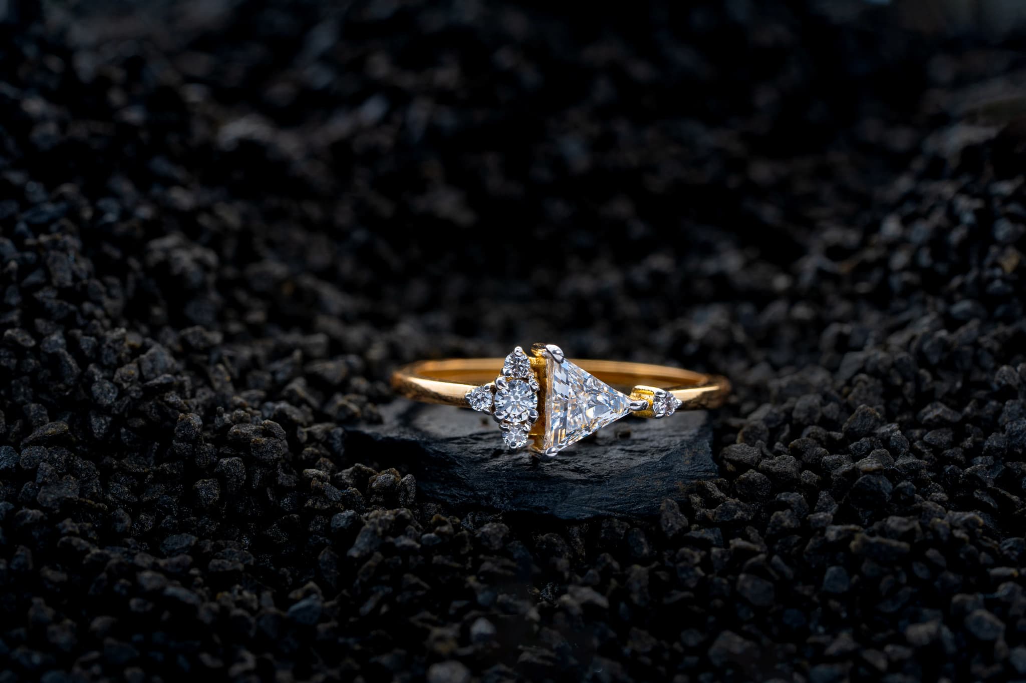 TIMELESS TRIANGLE DIAMOND RING (14K WITH NATURAL DIAMONDS)