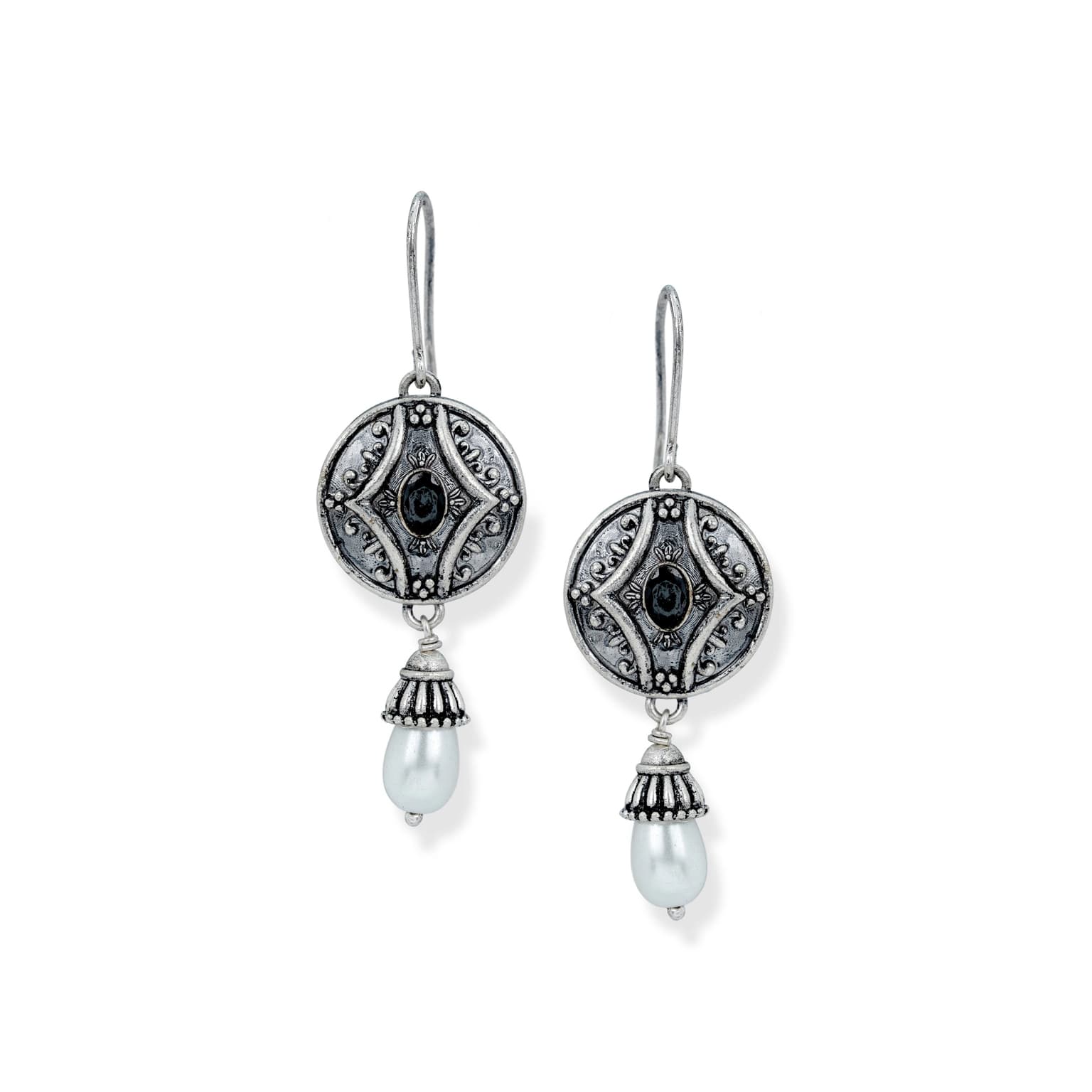 SILVER PEARL DROP EARRINGS