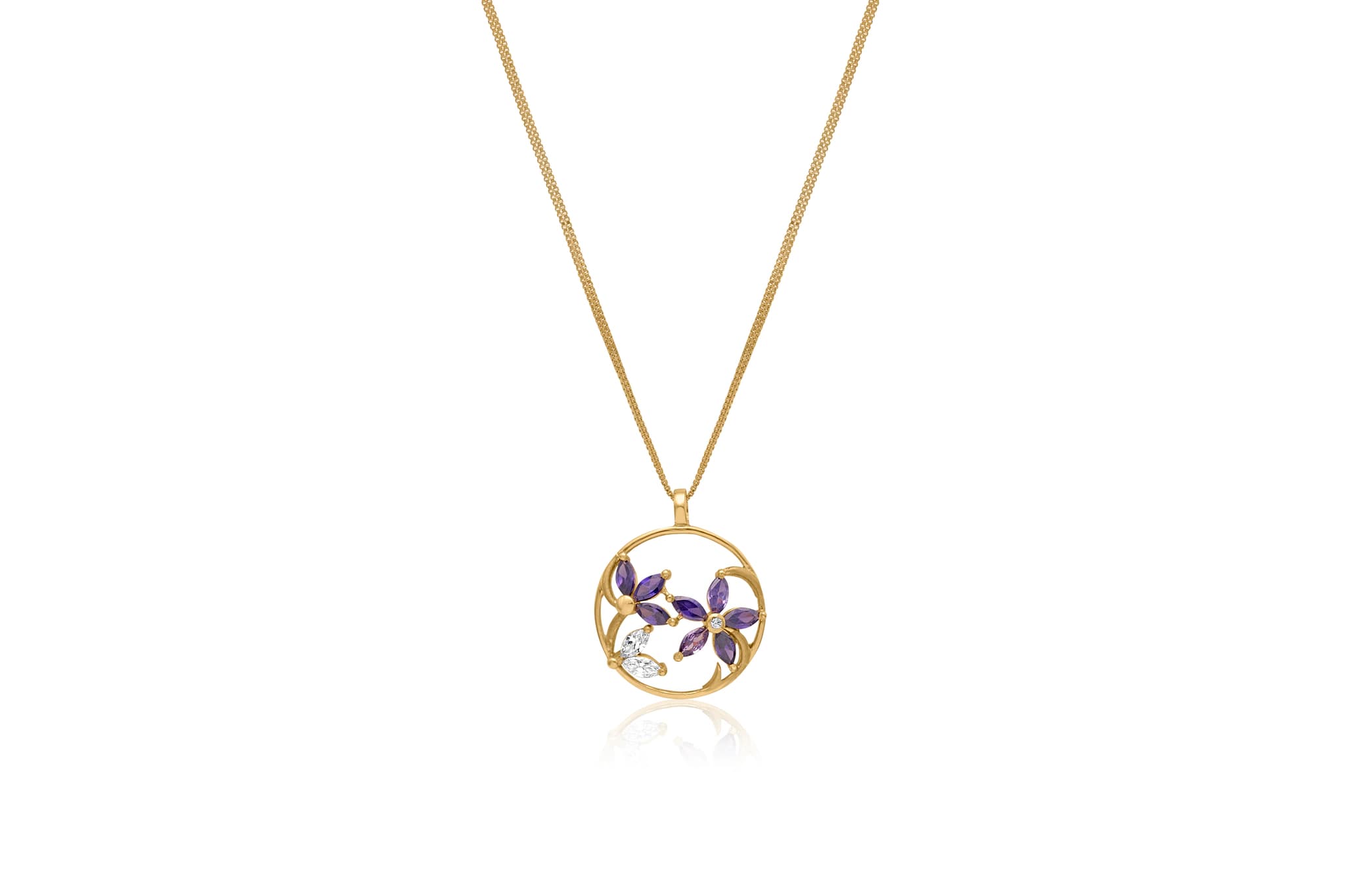 SPARKLING FLORAL GOLD PENDANT