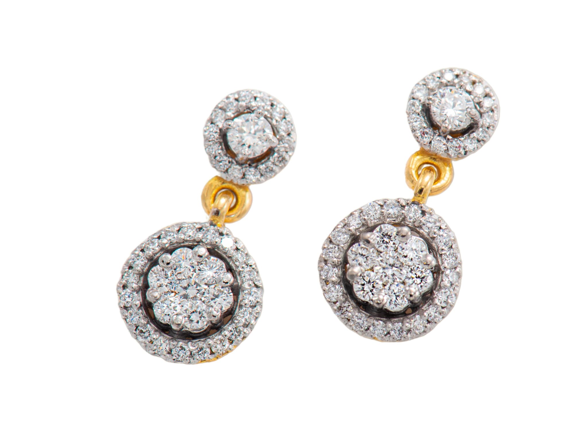 SPARKLING HALO DIAMOND EARRINGS (18K WITH  LAB GROWN DIAMONDS)