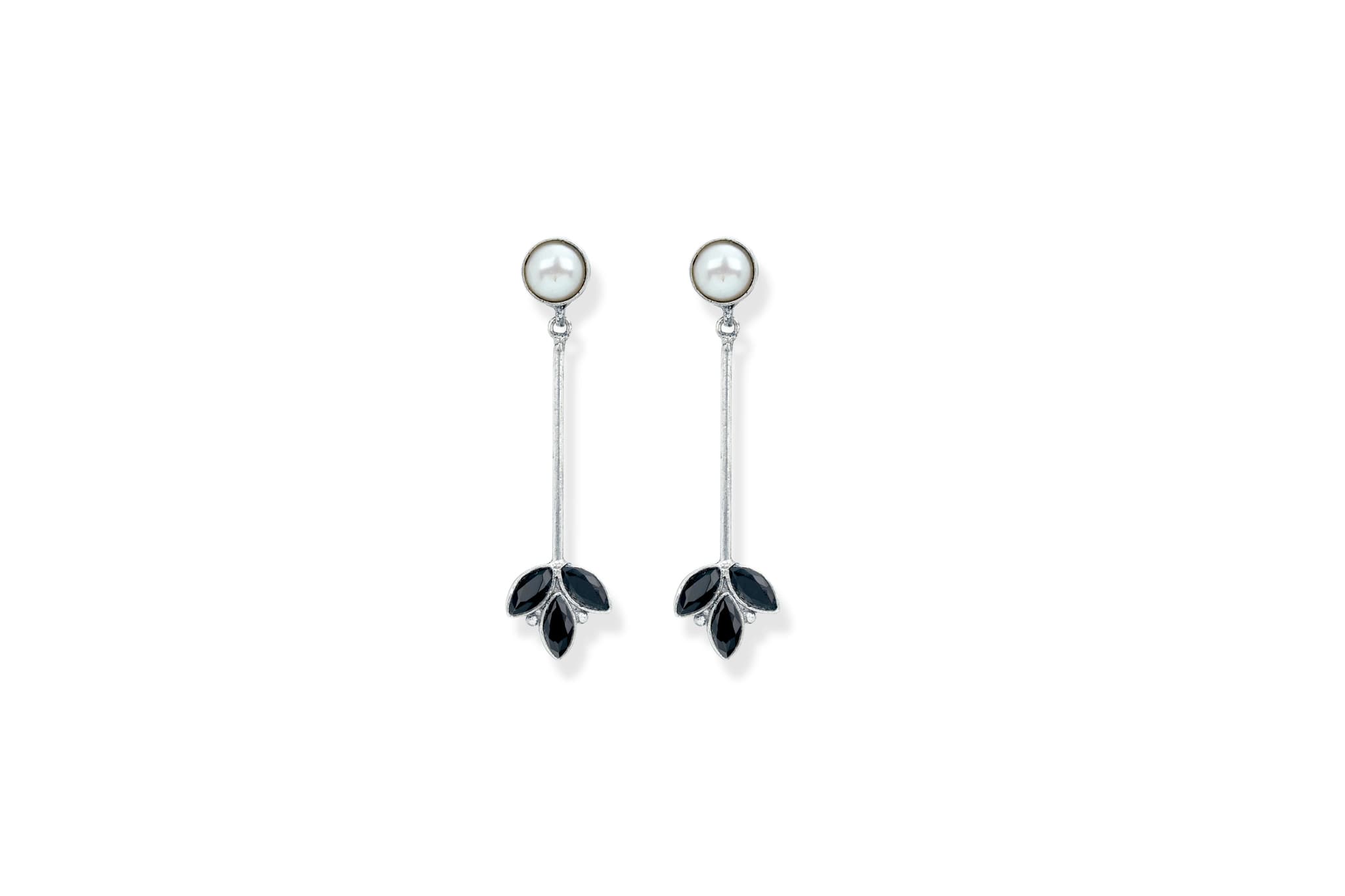 SILVER FLORA DROP EARRINGS