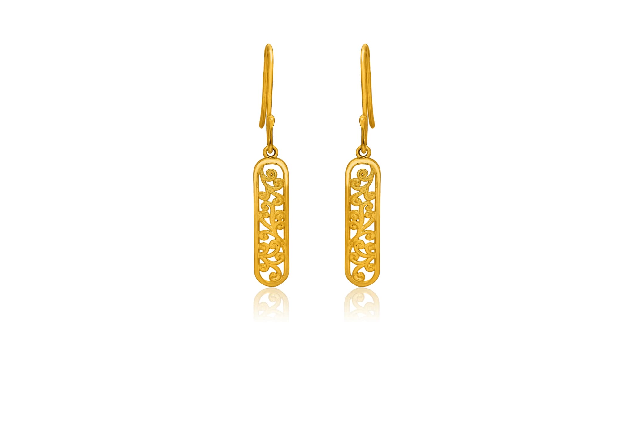 CARVED OBLONG SILVER EARRINGS