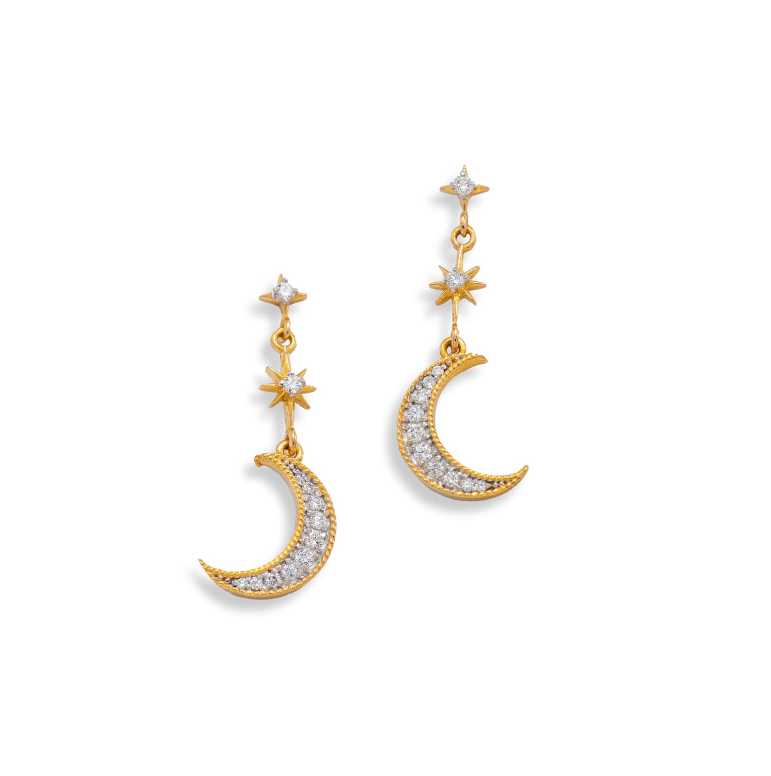 CRESCENT DROP DIAMOND EARRINGS  (14K WITH  LAB GROWN DIAMONDS)
