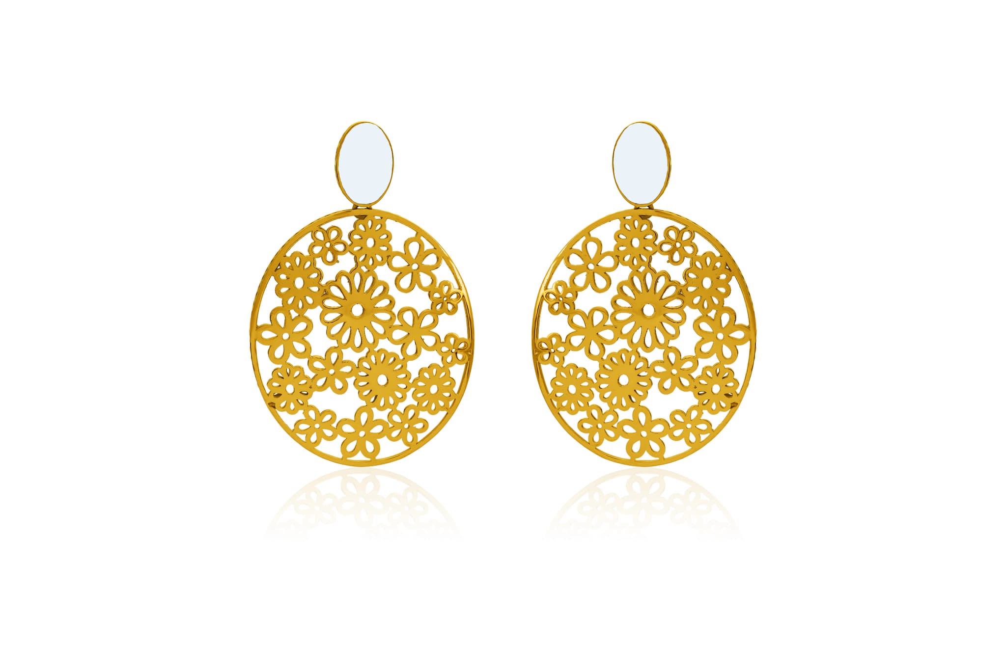 SILVER FLOWER CIRCLE EARRINGS