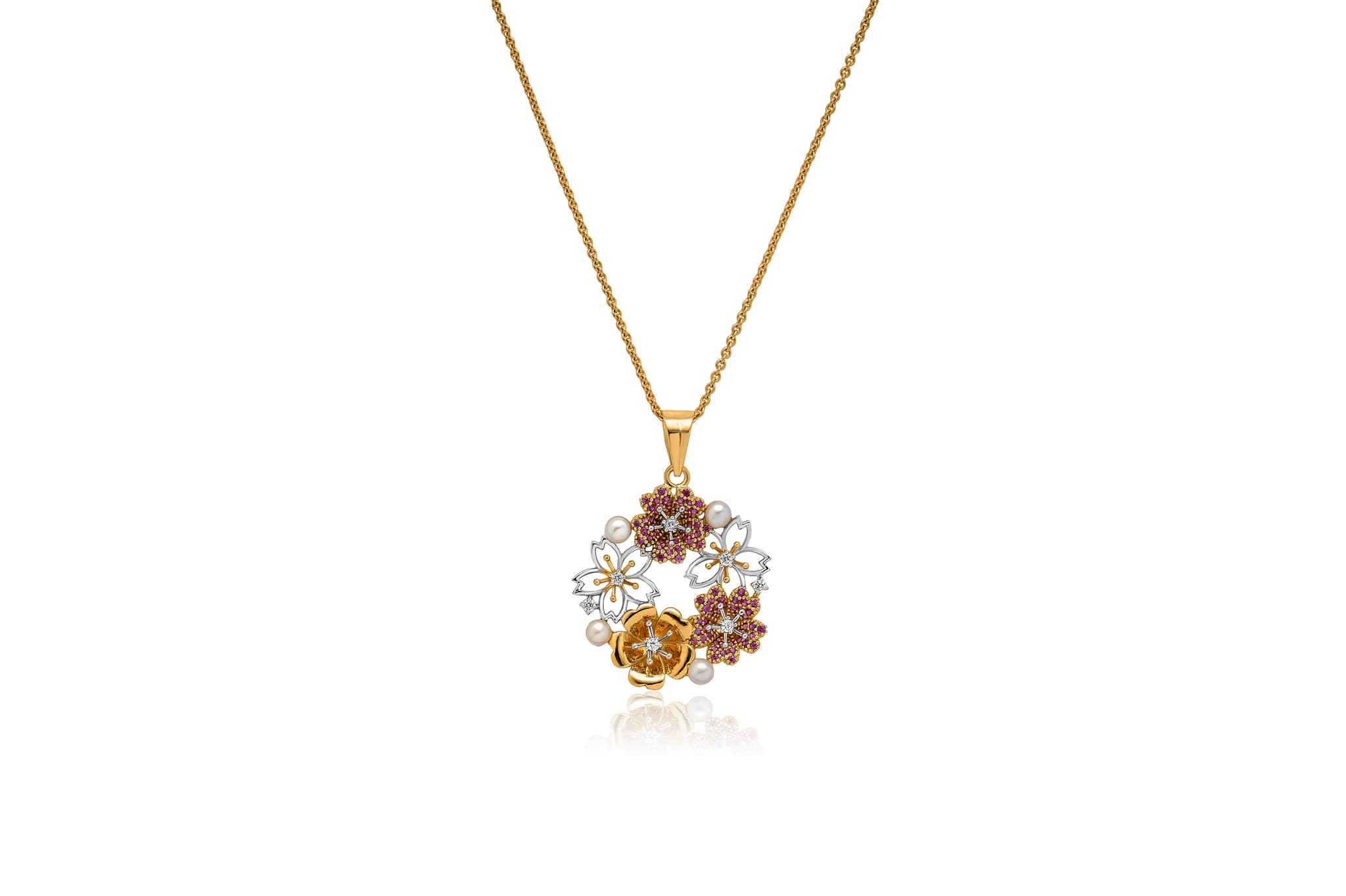 FLORAL RADIANCE DIAMOND PENDANT  (18K WITH NATURAL DIAMONDS)