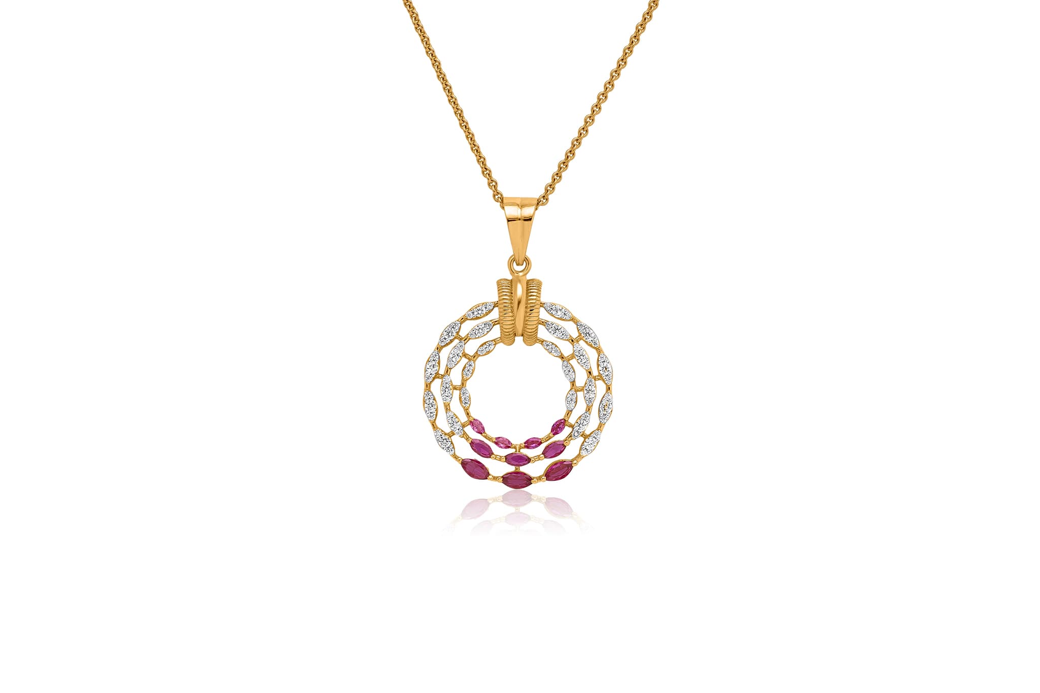 TRI-RINGED DIAMOND PENDANT (18K WITH NATURAL DIAMONDS)