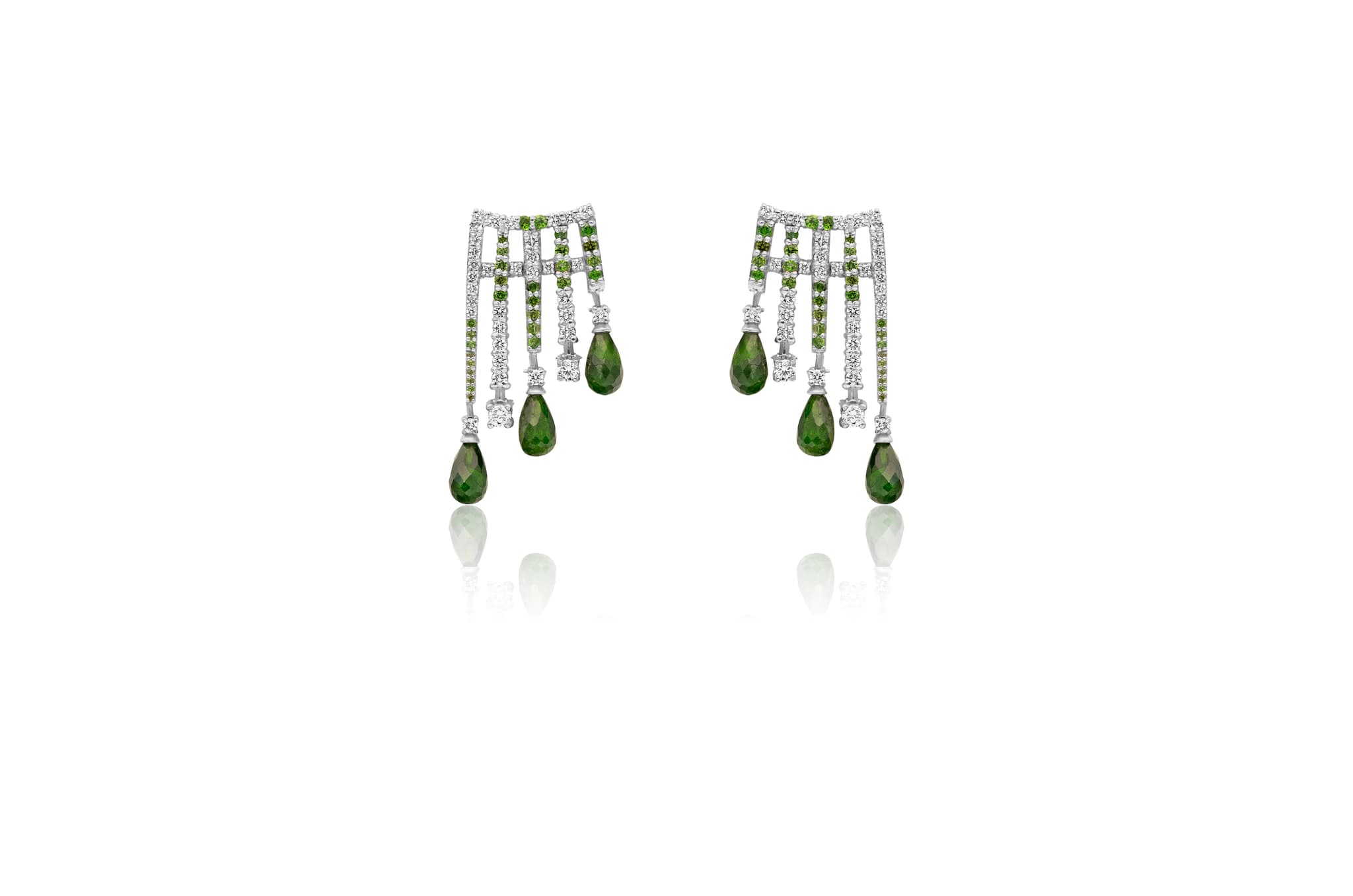 CHROME DIOPSIDE AND DIAMOND EARRINGS (18K WITH NATURAL DIAMONDS)