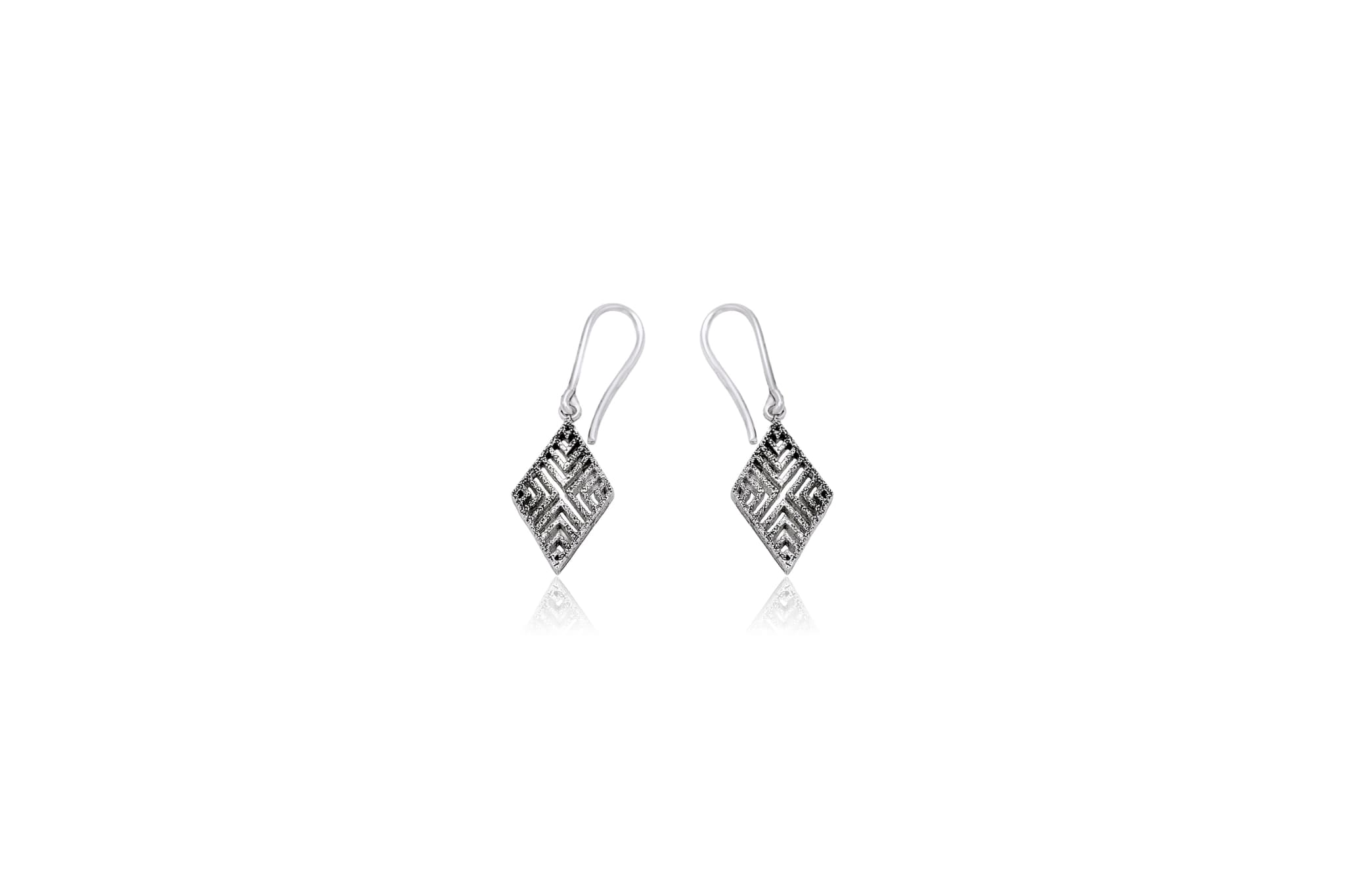 RHOMBUS SILVER DROP EARRINGS