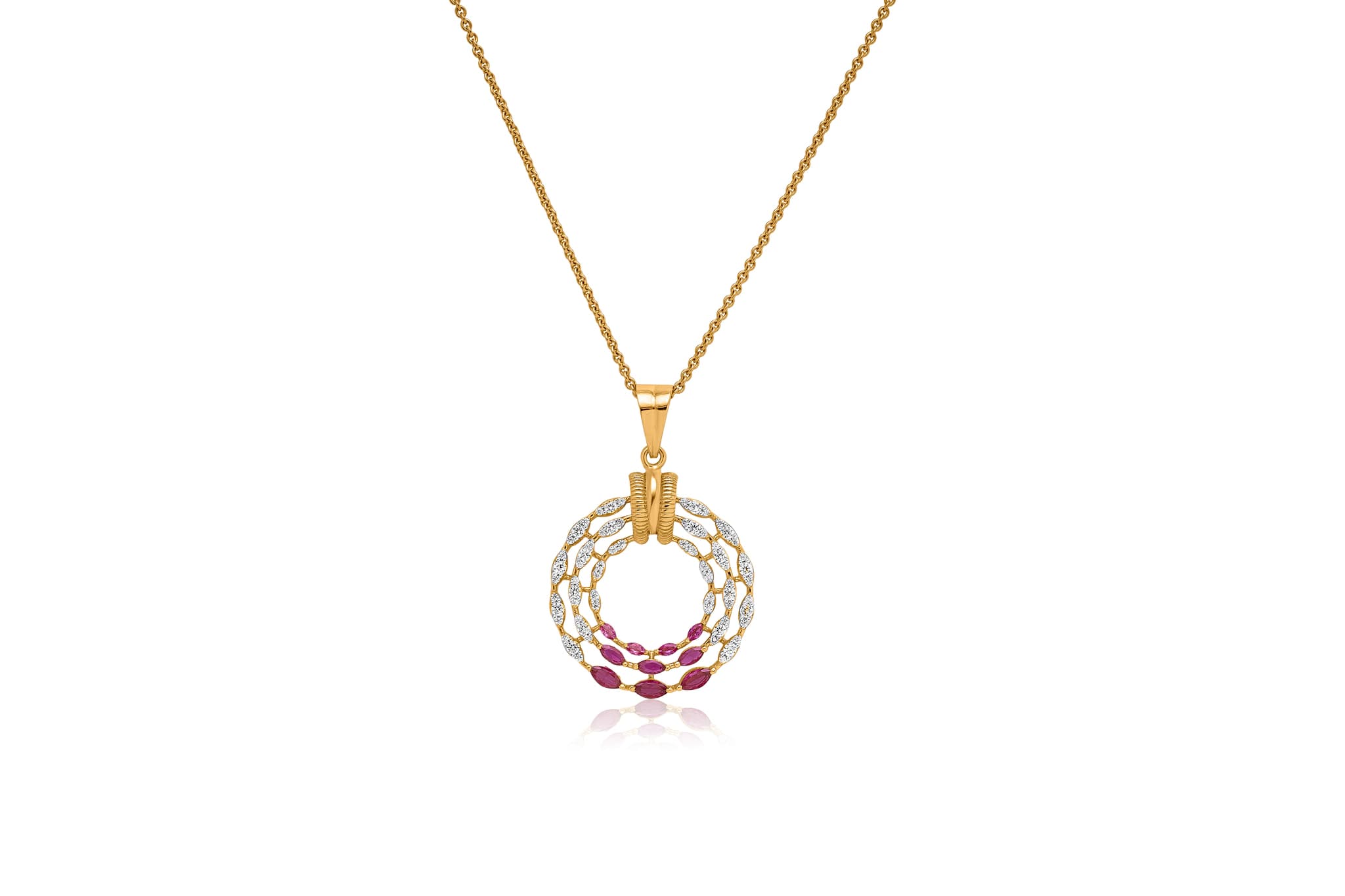 TRI-RINGED DIAMOND PENDANT (18K WITH NATURAL DIAMONDS)