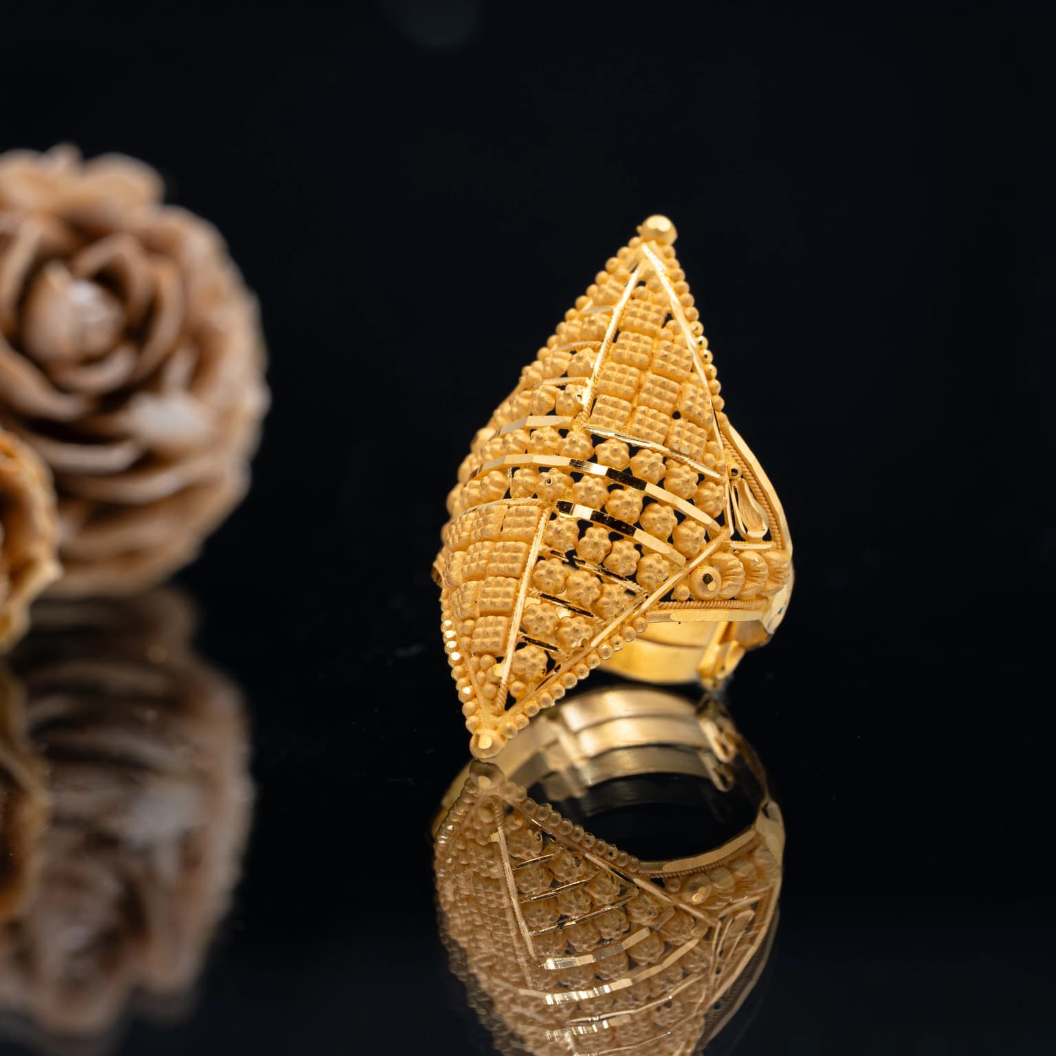 Women's Golden Rhombus Traditional Ring
