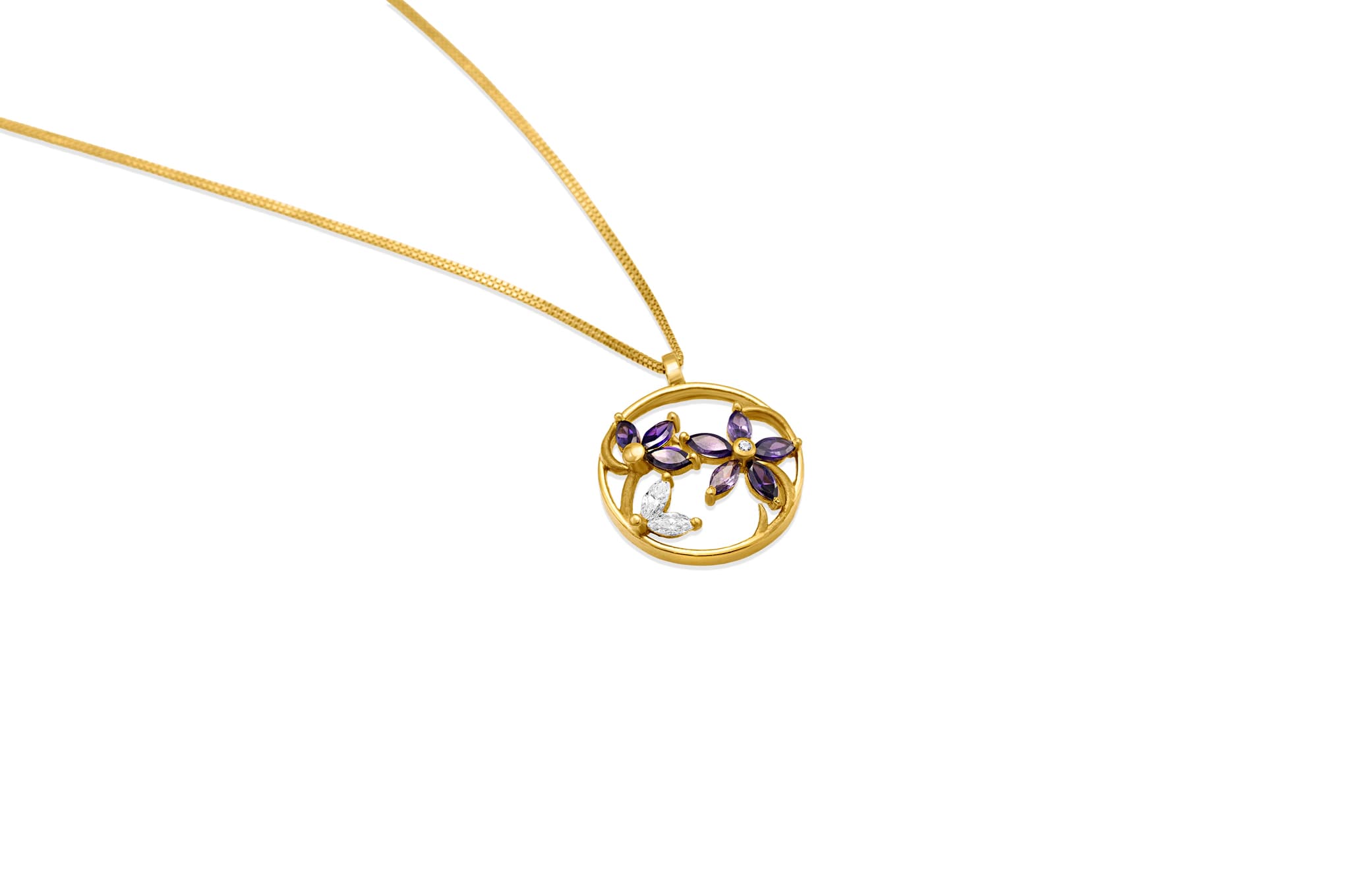 SPARKLING FLORAL GOLD PENDANT