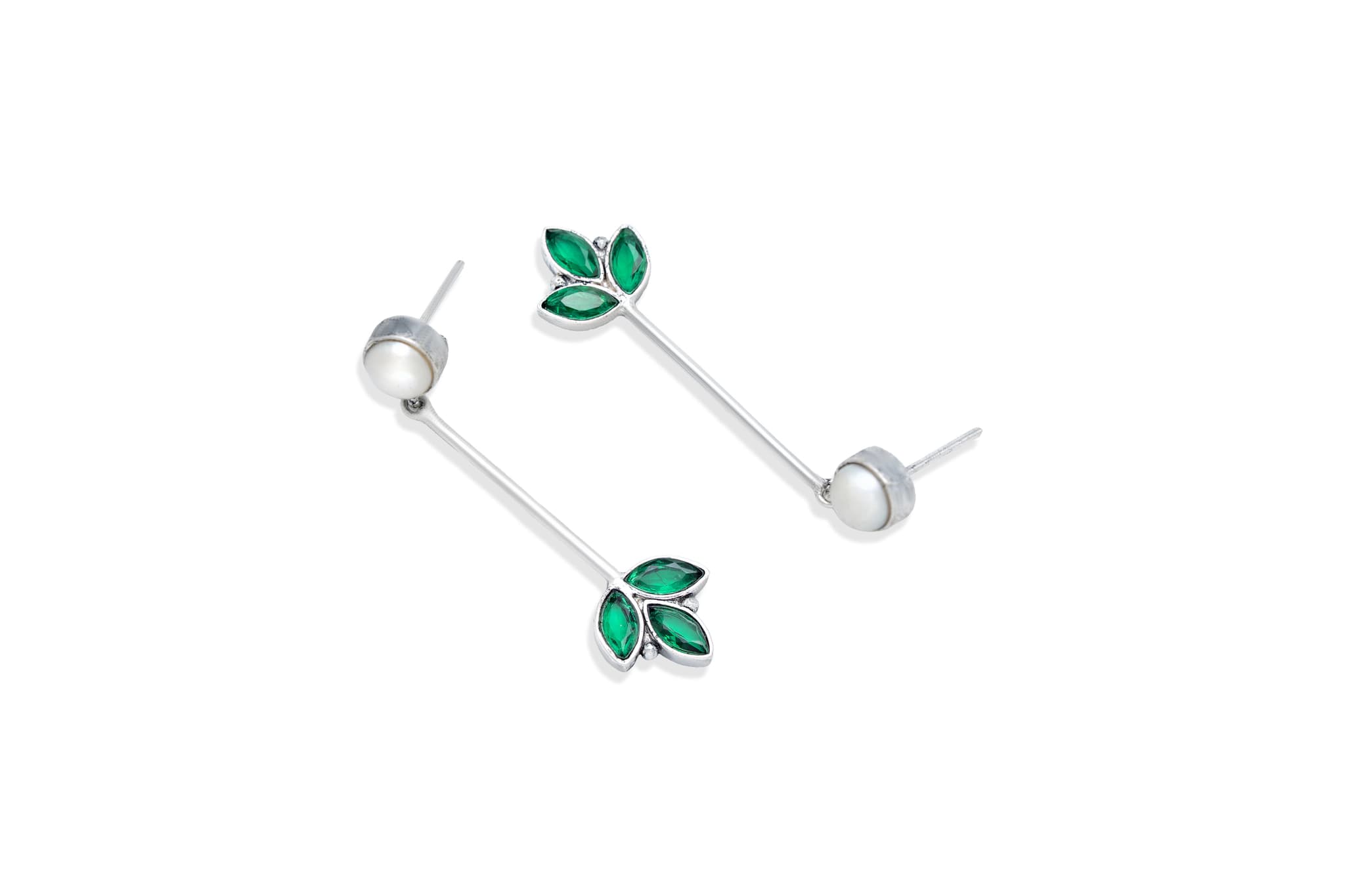 SILVER FLORA DROP EARRINGS