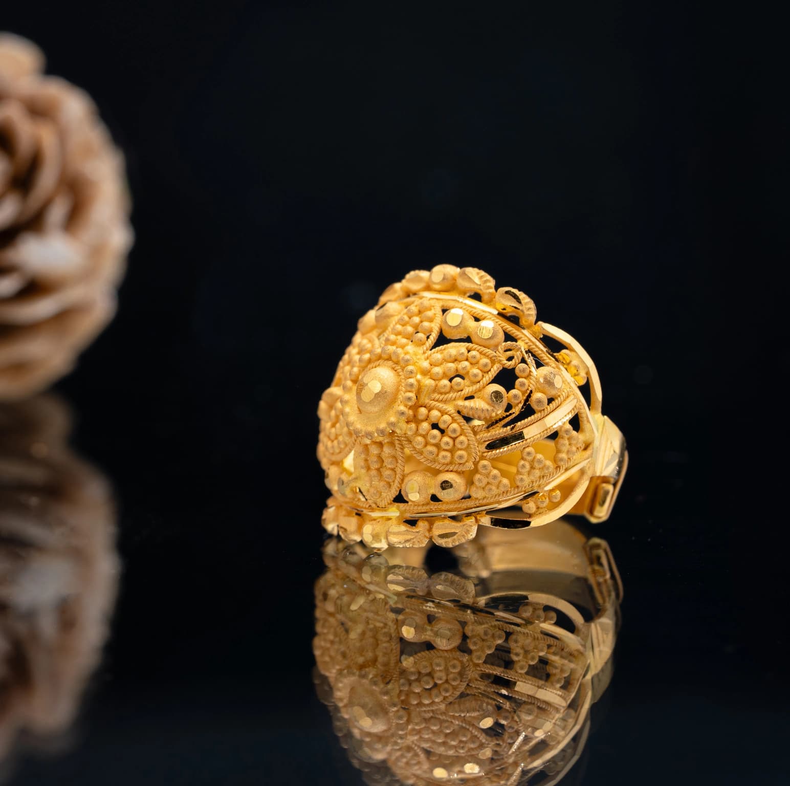 Traditional Gold Floral Ring