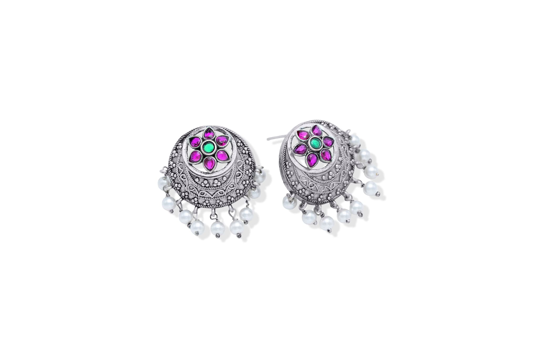MOTI PHOOL SILVER EARRINGS