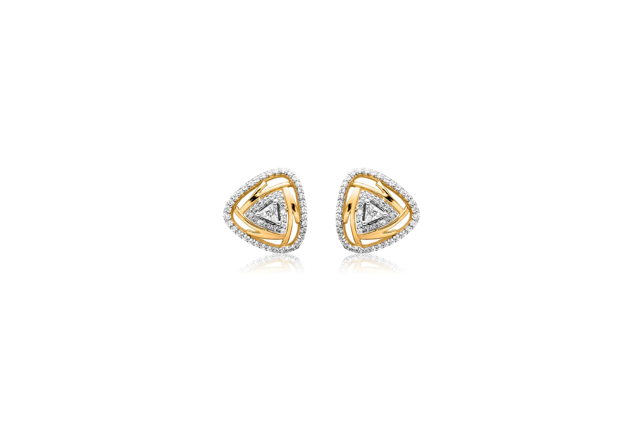 GLOWING TRIANGULAR DIAMOND STUD EARRINGS (18K WITH NATURAL DIAMONDS)