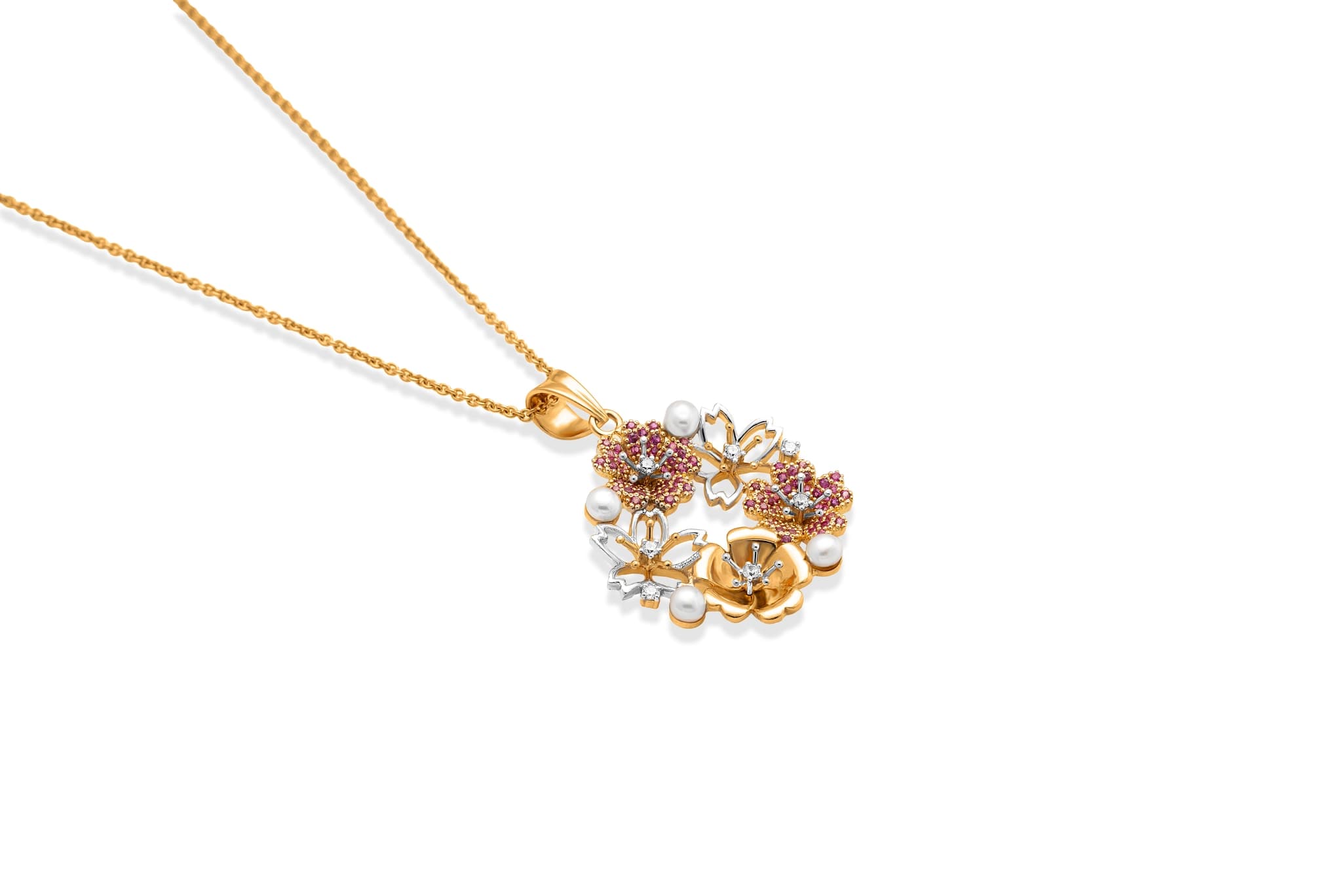 FLORAL RADIANCE DIAMOND PENDANT  (18K WITH NATURAL DIAMONDS)