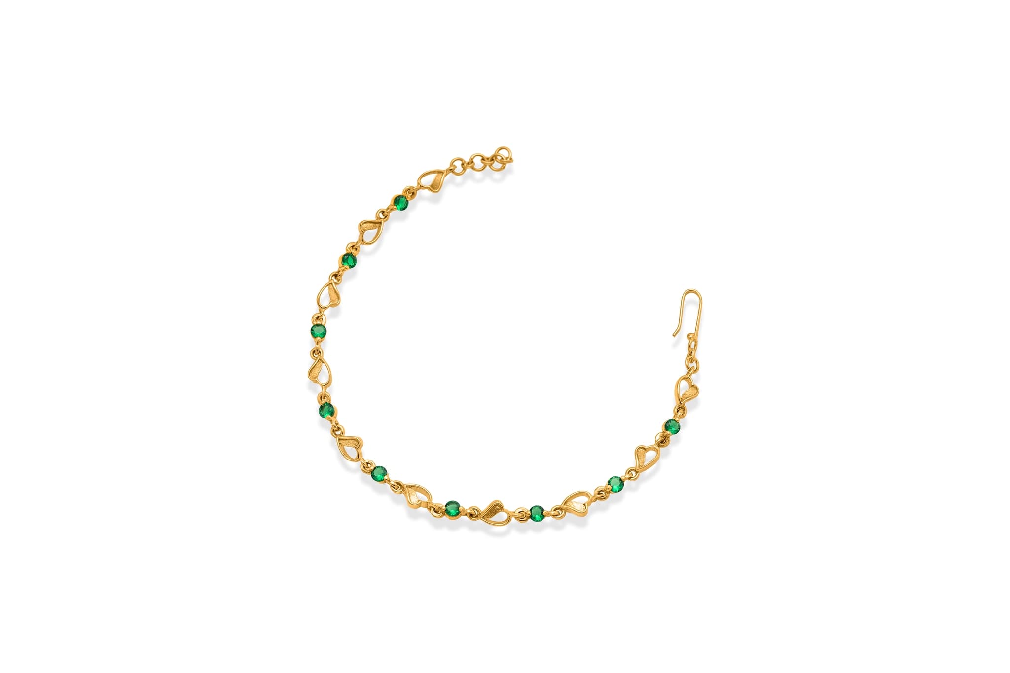 22K GOLD GREEN ZIRCONIAN BRACELET