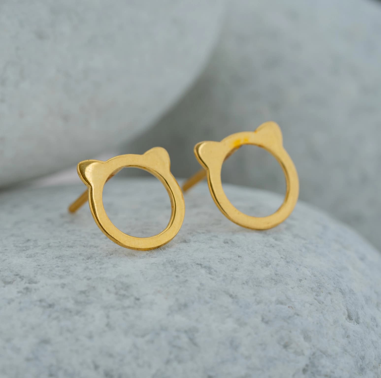Cute Gold Cat Studs