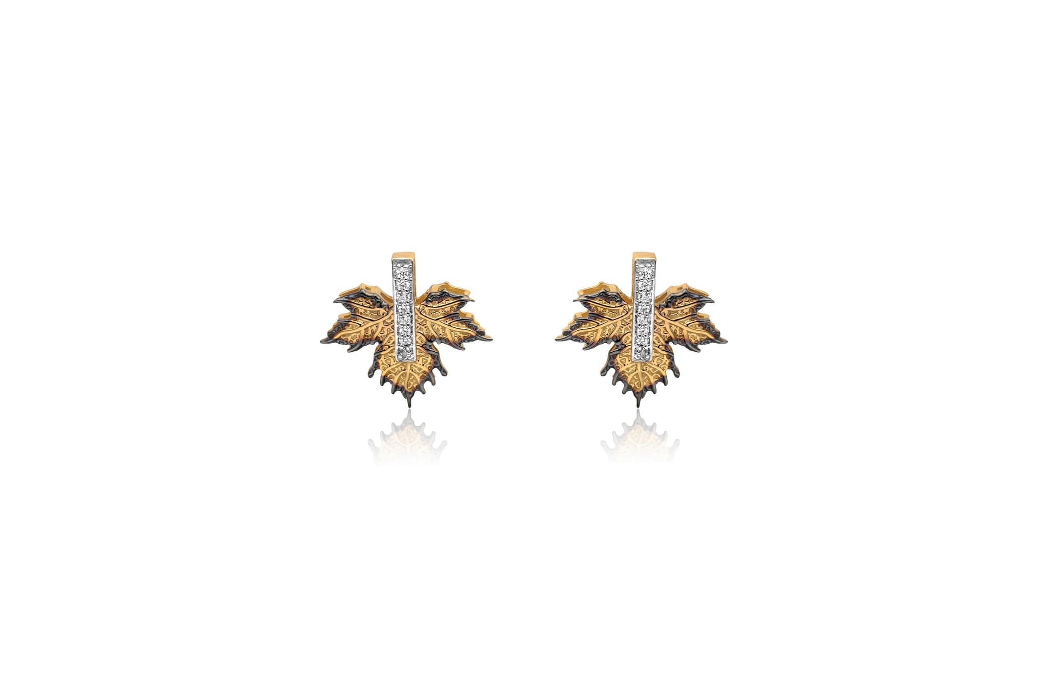 MAPLE LEAF DIAMOND EARRINGS (18K WITH NATURAL DIAMONDS)