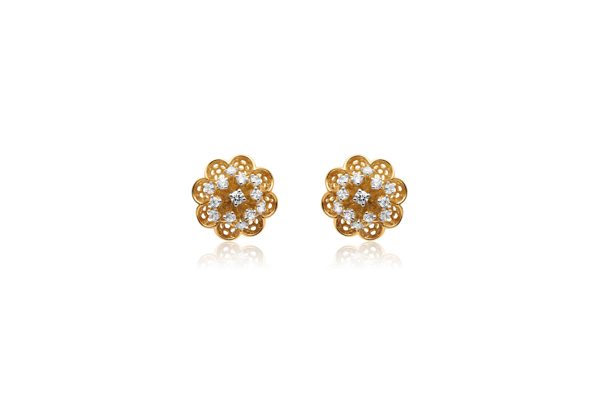 GOLDEN BLOOM DIAMOND EARRINGS (18K WITH NATURAL DIAMONDS)