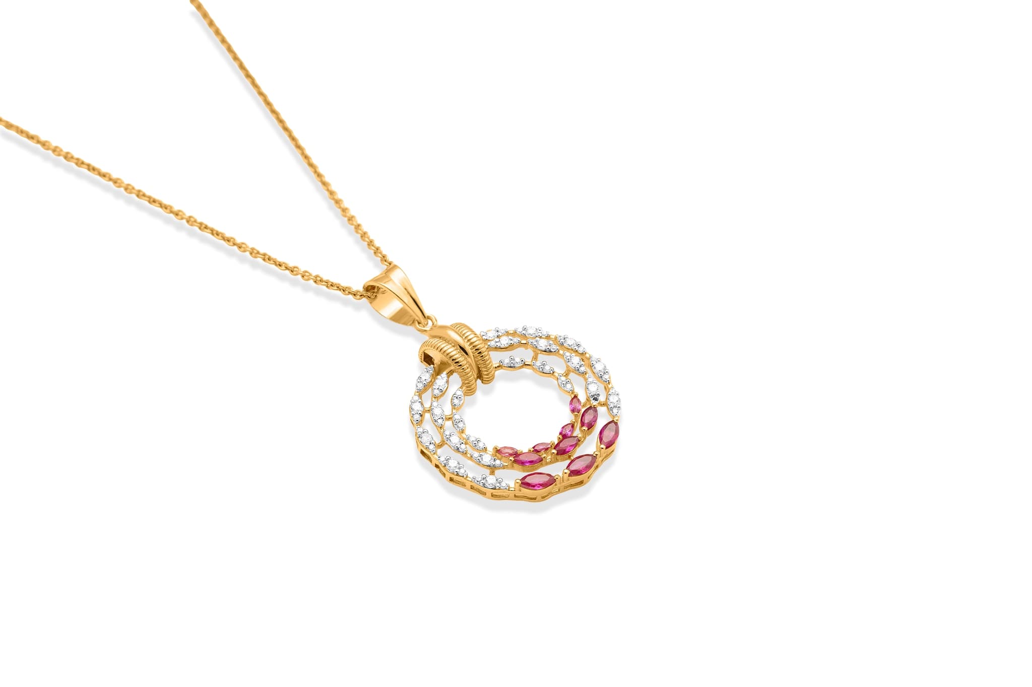 TRI-RINGED DIAMOND PENDANT (18K WITH NATURAL DIAMONDS)