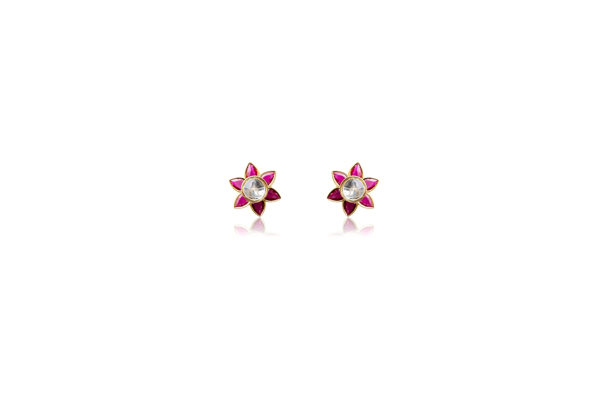 RUBY BLOOM SILVER STUD EARRINGS