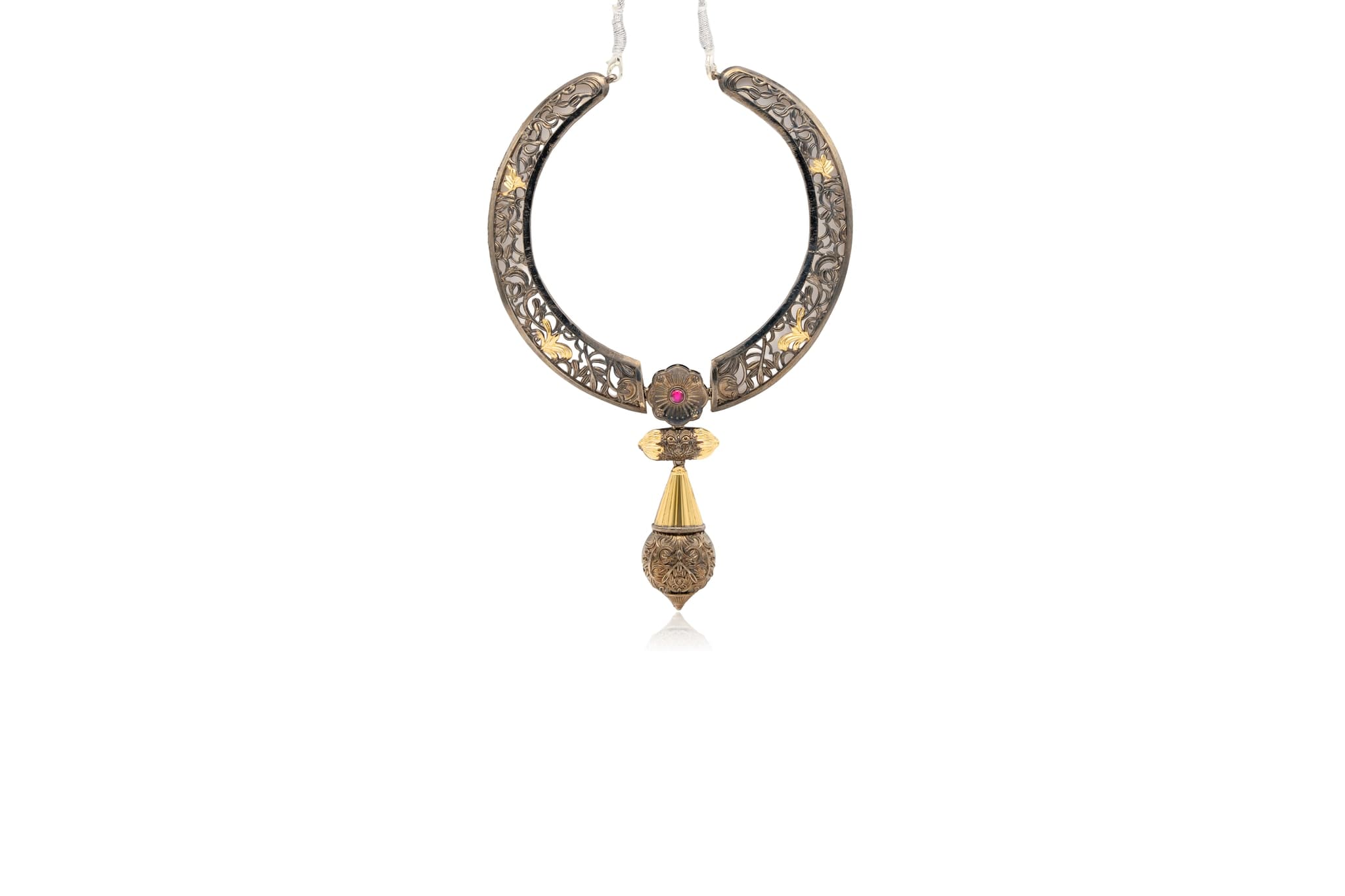 DUAL TONED 92.5 SILVER NECKLACE SET